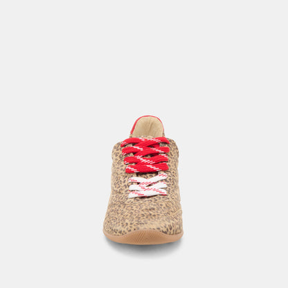 Dolce Vita SHOES Laini Tan Leopard Printed Suede Sneakers