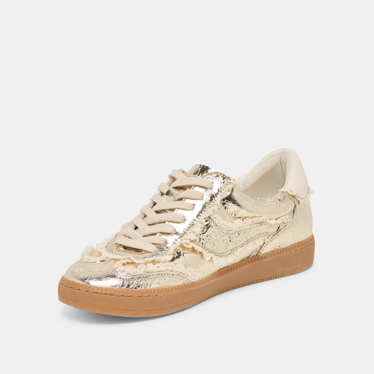 Dolce Vita SHOES Notice Lace Platinum Distressed Leather Sneakers