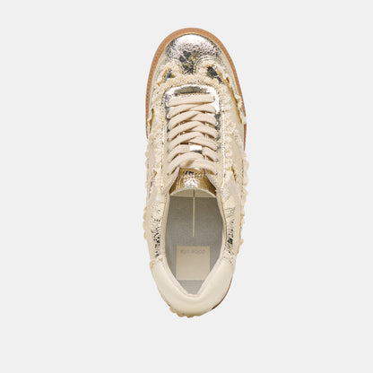 Dolce Vita SHOES Notice Lace Platinum Distressed Leather Sneakers