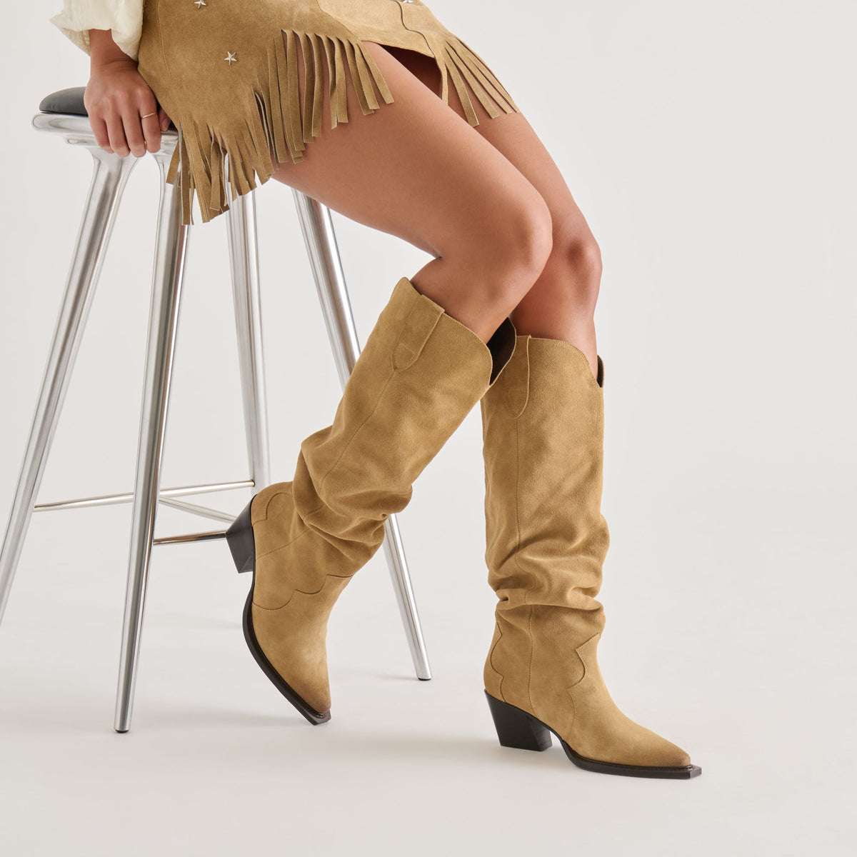 Dolce Vita SHOES Buckly Camel Suede Boots