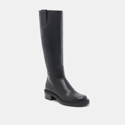 Dolce Vita SHOES Glory H2O Waterproof Black Leather Wide Calf Boots