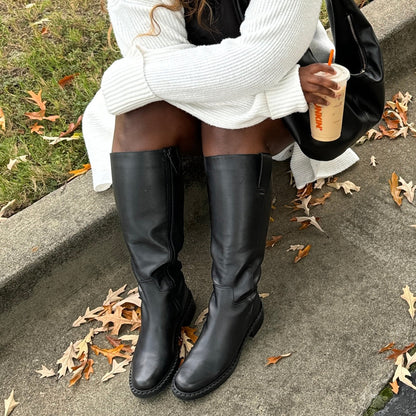 Dolce Vita SHOES Glory H2O Waterproof Black Leather Wide Calf Boots