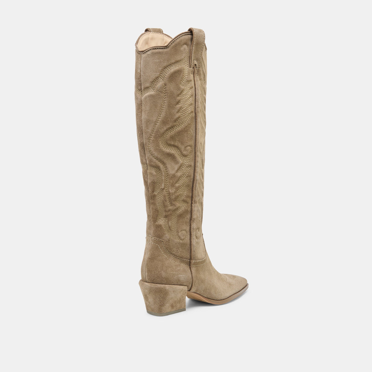 Dolce Vita SHOES LUNI Taupe Suede Knee-High Pointed Toe Western Boots