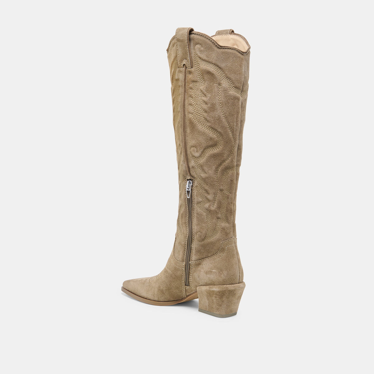 Dolce Vita SHOES LUNI Taupe Suede Knee-High Pointed Toe Western Boots
