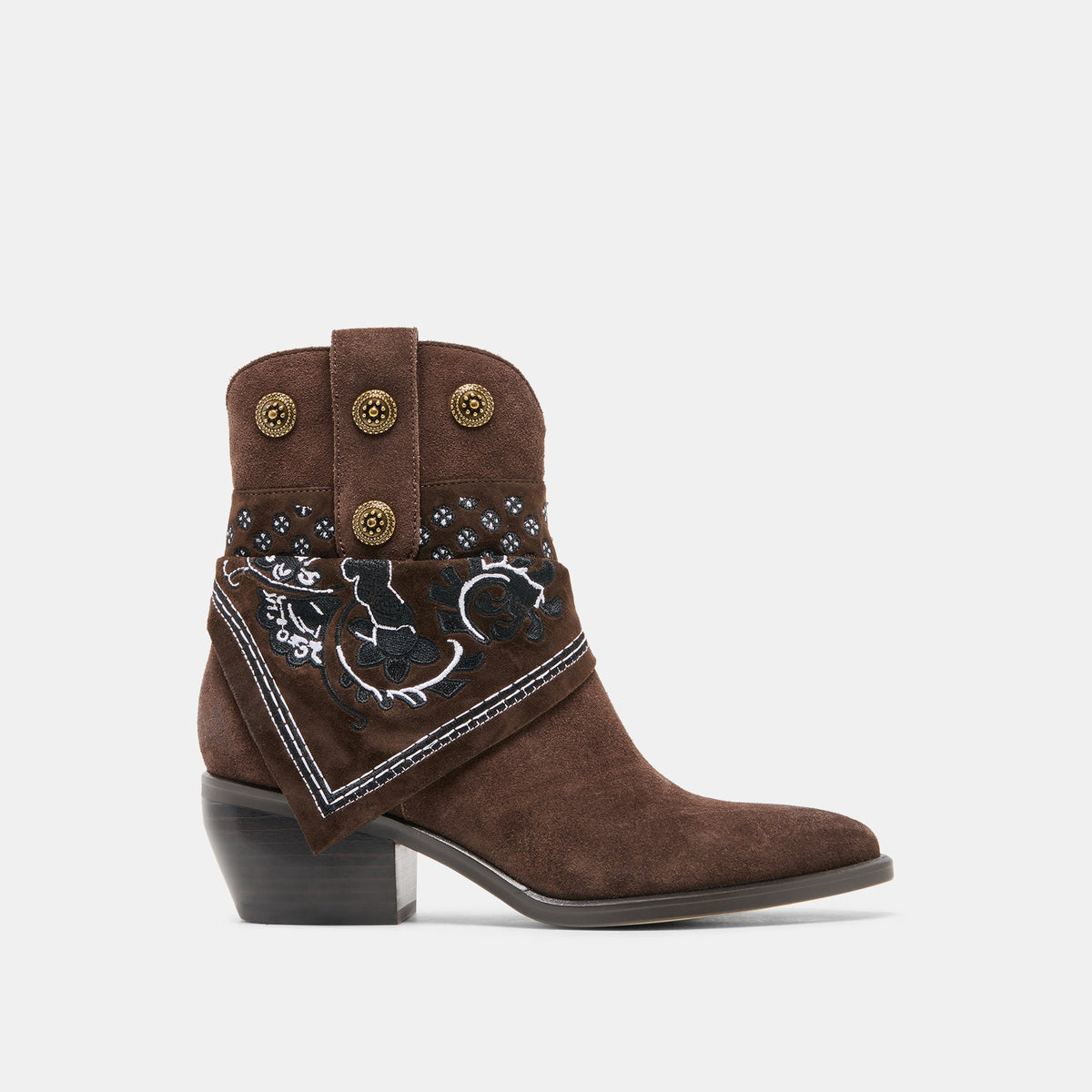 Dolce Vita SHOES MEKALA Dk Brown Suede Pointed-Toe Ankle Western Boots