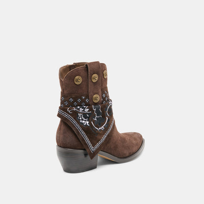 Dolce Vita SHOES MEKALA Dk Brown Suede Pointed-Toe Ankle Western Boots