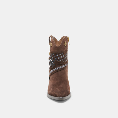 Dolce Vita SHOES MEKALA Dk Brown Suede Pointed-Toe Ankle Western Boots