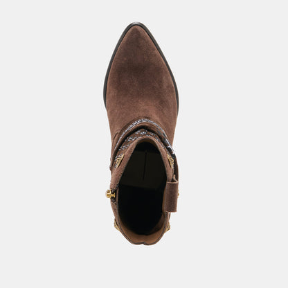 Dolce Vita SHOES MEKALA Dk Brown Suede Pointed-Toe Ankle Western Boots