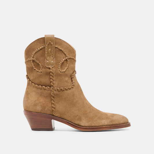 Dolce Vita SHOES RUDO Lt Brown Suede Western Pointed-Toe Ankle Boots