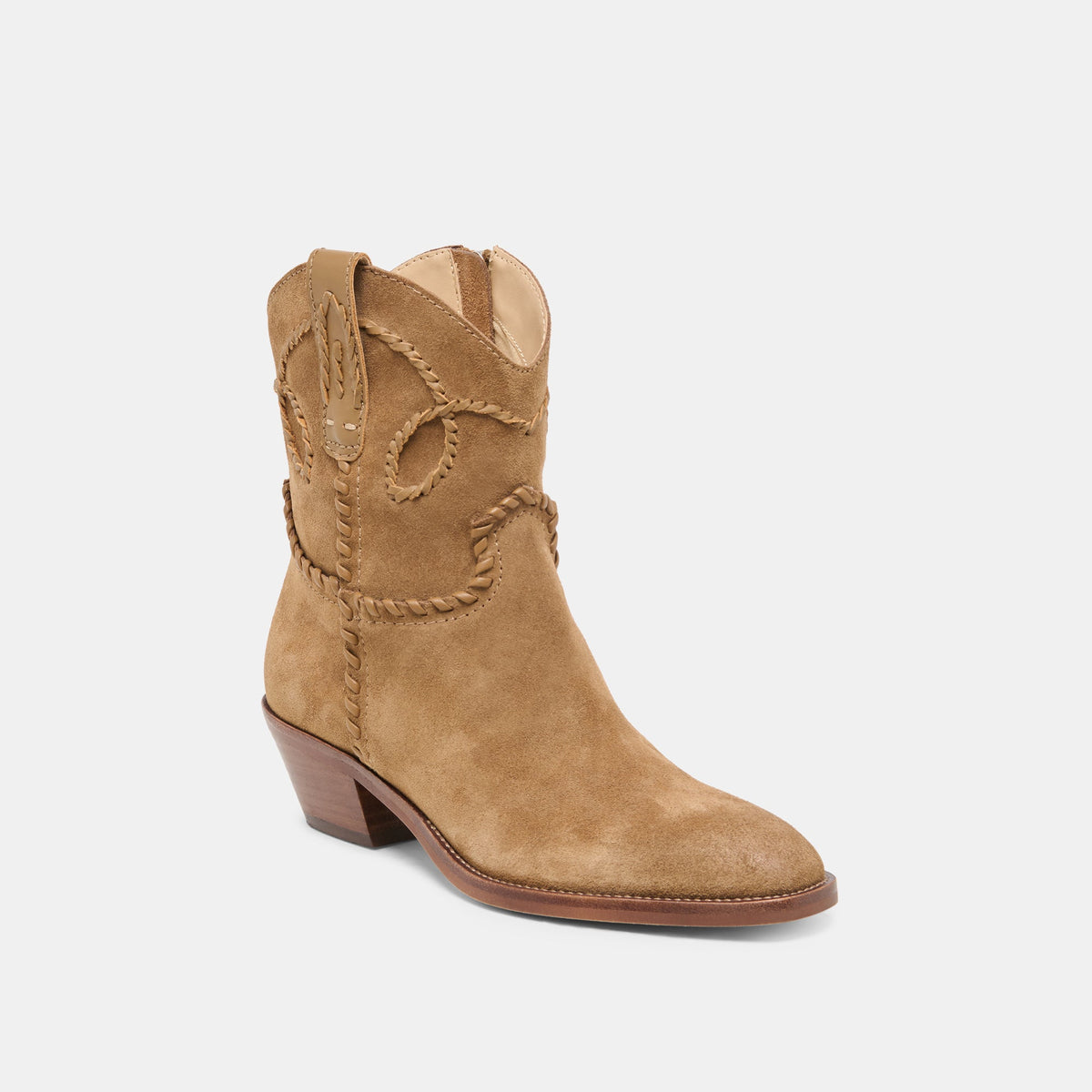 Dolce Vita SHOES RUDO Lt Brown Suede Western Pointed-Toe Ankle Boots