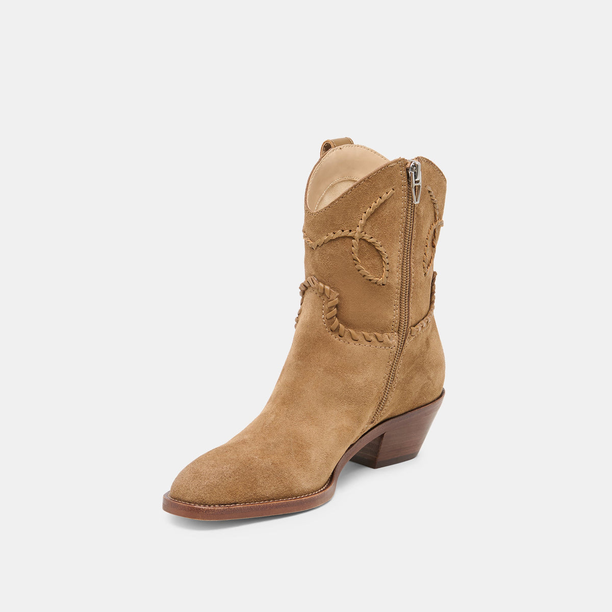 Dolce Vita SHOES RUDO Lt Brown Suede Western Pointed-Toe Ankle Boots