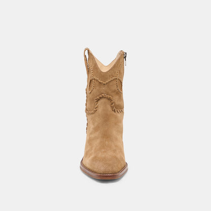 Dolce Vita SHOES RUDO Lt Brown Suede Western Pointed-Toe Ankle Boots