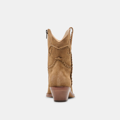 Dolce Vita SHOES RUDO Lt Brown Suede Western Pointed-Toe Ankle Boots