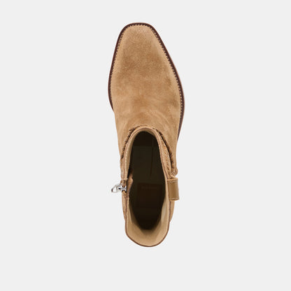 Dolce Vita SHOES RUDO Lt Brown Suede Western Pointed-Toe Ankle Boots