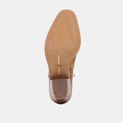 Dolce Vita SHOES RUDO Lt Brown Suede Western Pointed-Toe Ankle Boots