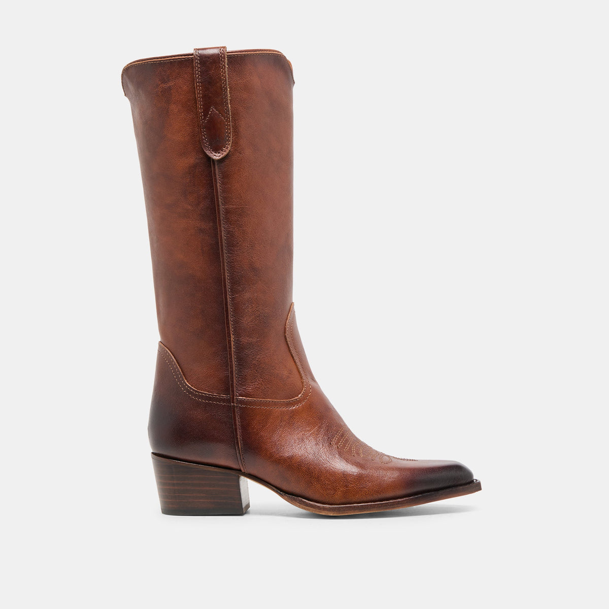 Dolce Vita SHOES VIGLA Chestnut Leather Pointed-Toe Western Boots