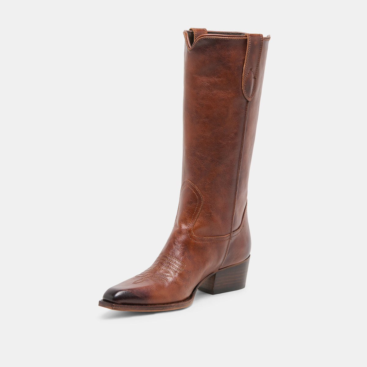Dolce Vita SHOES VIGLA Chestnut Leather Pointed-Toe Western Boots