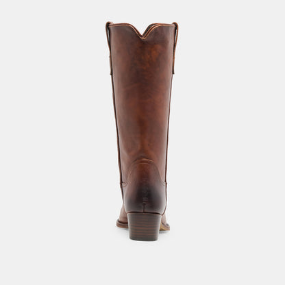 Dolce Vita SHOES VIGLA Chestnut Leather Pointed-Toe Western Boots