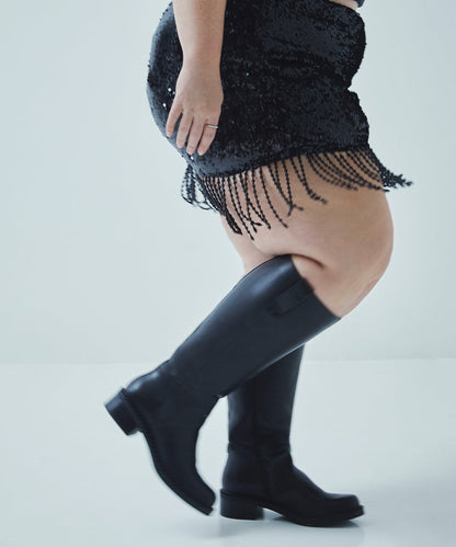 Dolce Vita SHOES Glory H2O Waterproof Black Leather Extra Wide Calf Boots