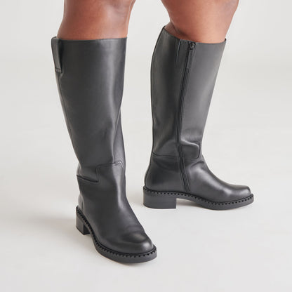 Dolce Vita SHOES Glory H2O Waterproof Black Leather Extra Wide Calf Boots