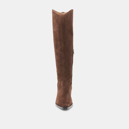 Dolce Vita SHOES Virona H2O Waterproof Dk Brown Suede Wide Calf Boots