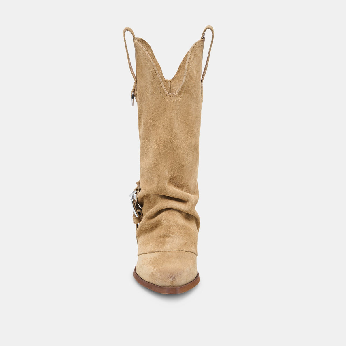 Dolce Vita SHOES ROGUE Camel Suede Mid-Calf Western Slouch Boots