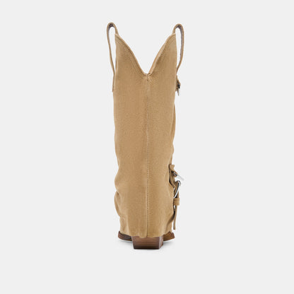 Dolce Vita SHOES ROGUE Camel Suede Mid-Calf Western Slouch Boots