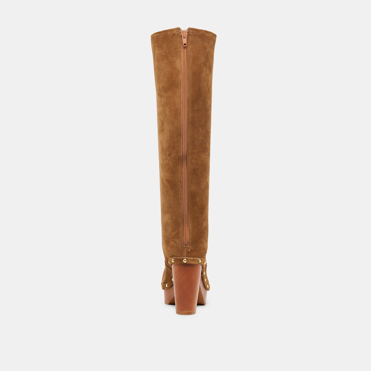 Dolce Vita SHOES JENNY Chestnut Suede Knee-High Platform Wood Sole Boots