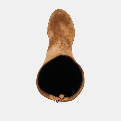Dolce Vita SHOES JENNY Chestnut Suede Knee-High Platform Wood Sole Boots