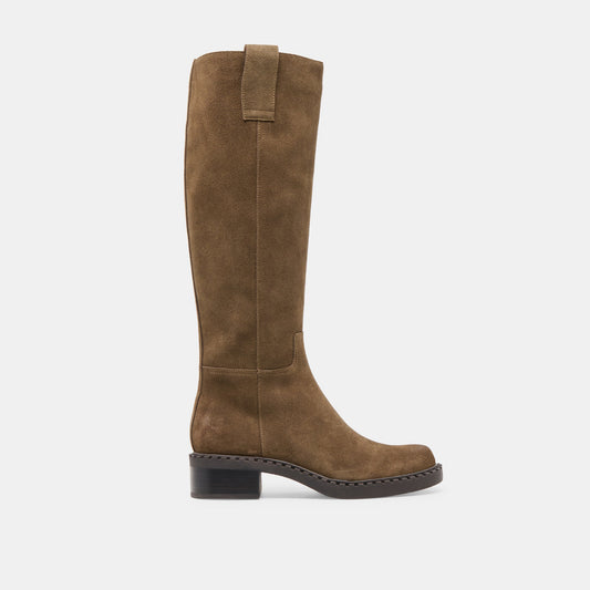 Dolce Vita SHOES Glory H2O Waterproof Olive Suede Wide Calf Boots