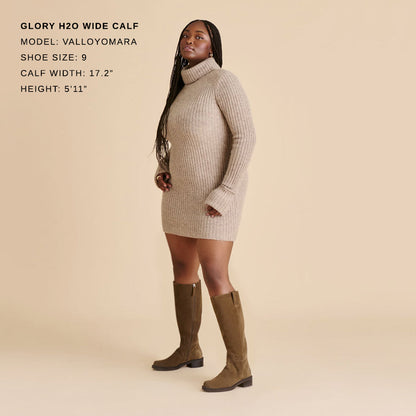 Dolce Vita SHOES Glory H2O Waterproof Olive Suede Wide Calf Boots