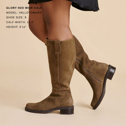 Dolce Vita SHOES Glory H2O Waterproof Olive Suede Wide Calf Boots