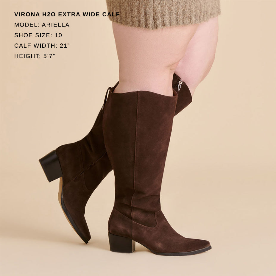 Dolce Vita SHOES Virona H2O Waterproof Dk Brown Suede Extra Wide Calf Boots