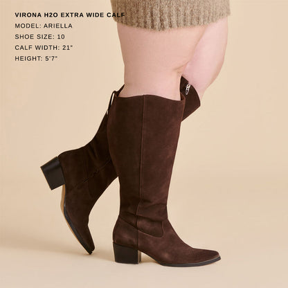 Dolce Vita SHOES Virona H2O Waterproof Dk Brown Suede Extra Wide Calf Boots