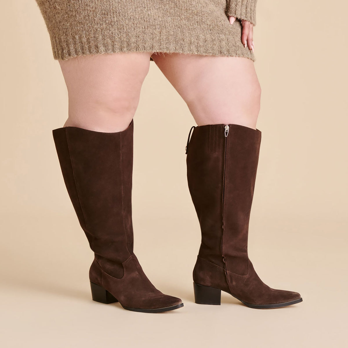 Dolce Vita SHOES Virona H2O Waterproof Dk Brown Suede Extra Wide Calf Boots