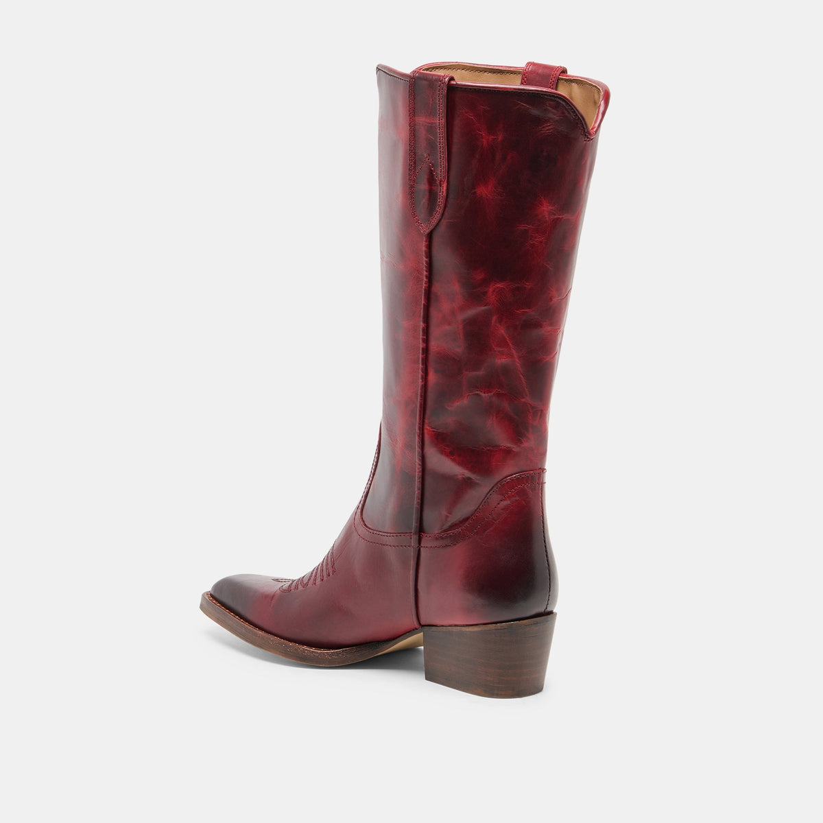 Dolce Vita SHOES VIGLA Garnet Leather Pointed-Toe Western Boots
