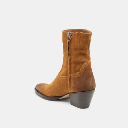 Dolce Vita SHOES KLYDE Cognac Suede Block Heel Ankle Boots