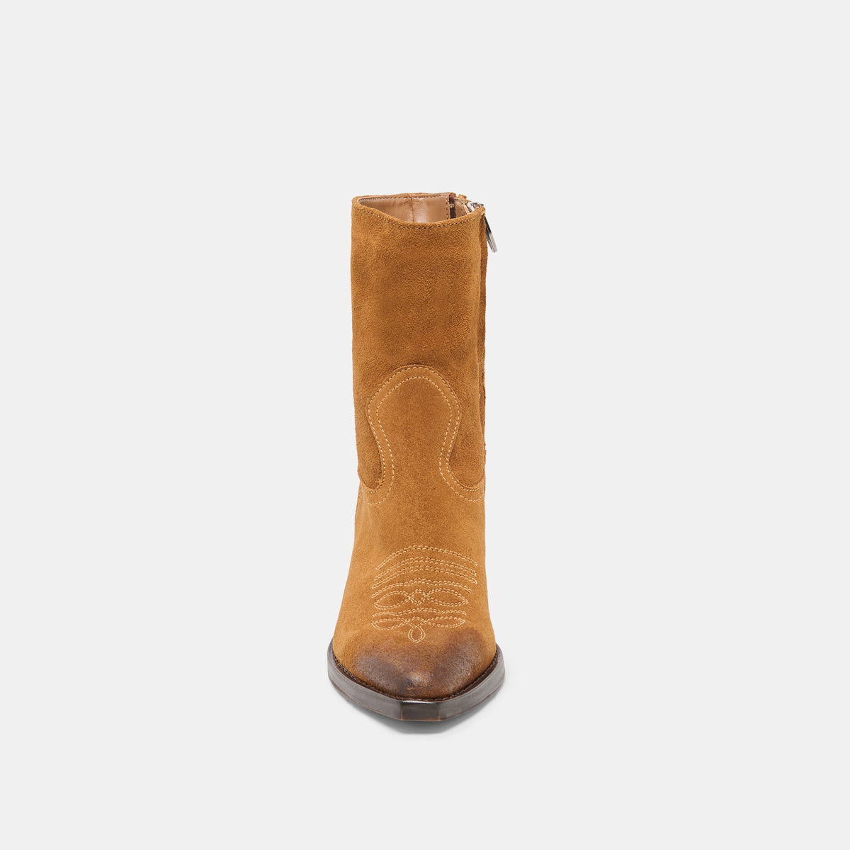 Dolce Vita SHOES KLYDE Cognac Suede Block Heel Ankle Boots