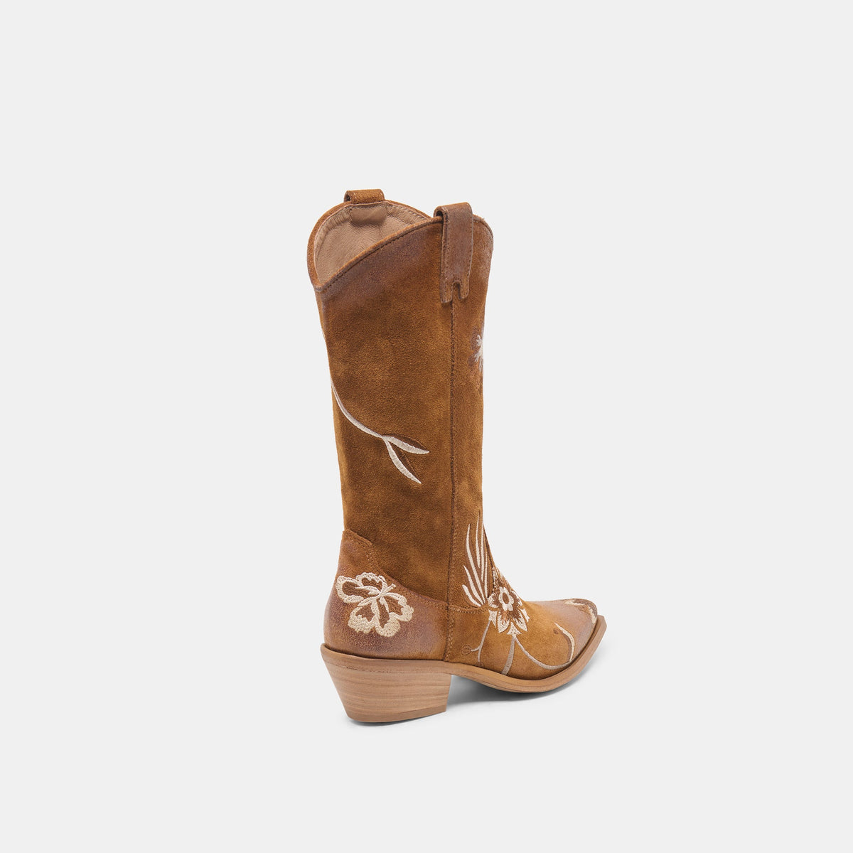 Dolce Vita SHOES BRANDO Tan Suede Embroidered Pointed-Toe Western Boots