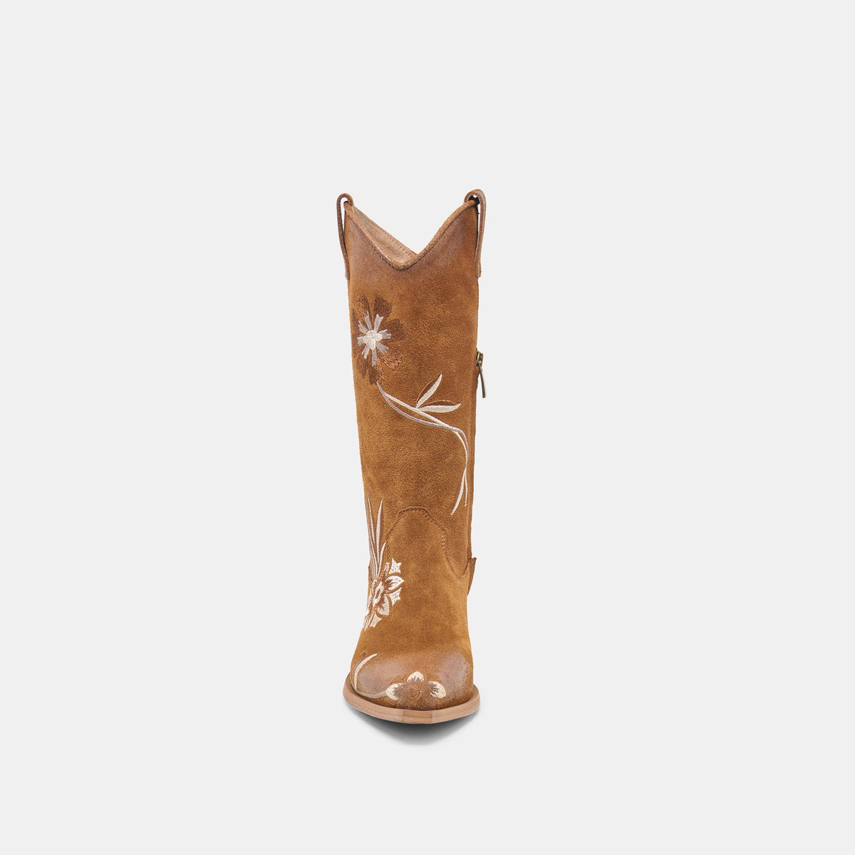 Dolce Vita SHOES BRANDO Tan Suede Embroidered Pointed-Toe Western Boots