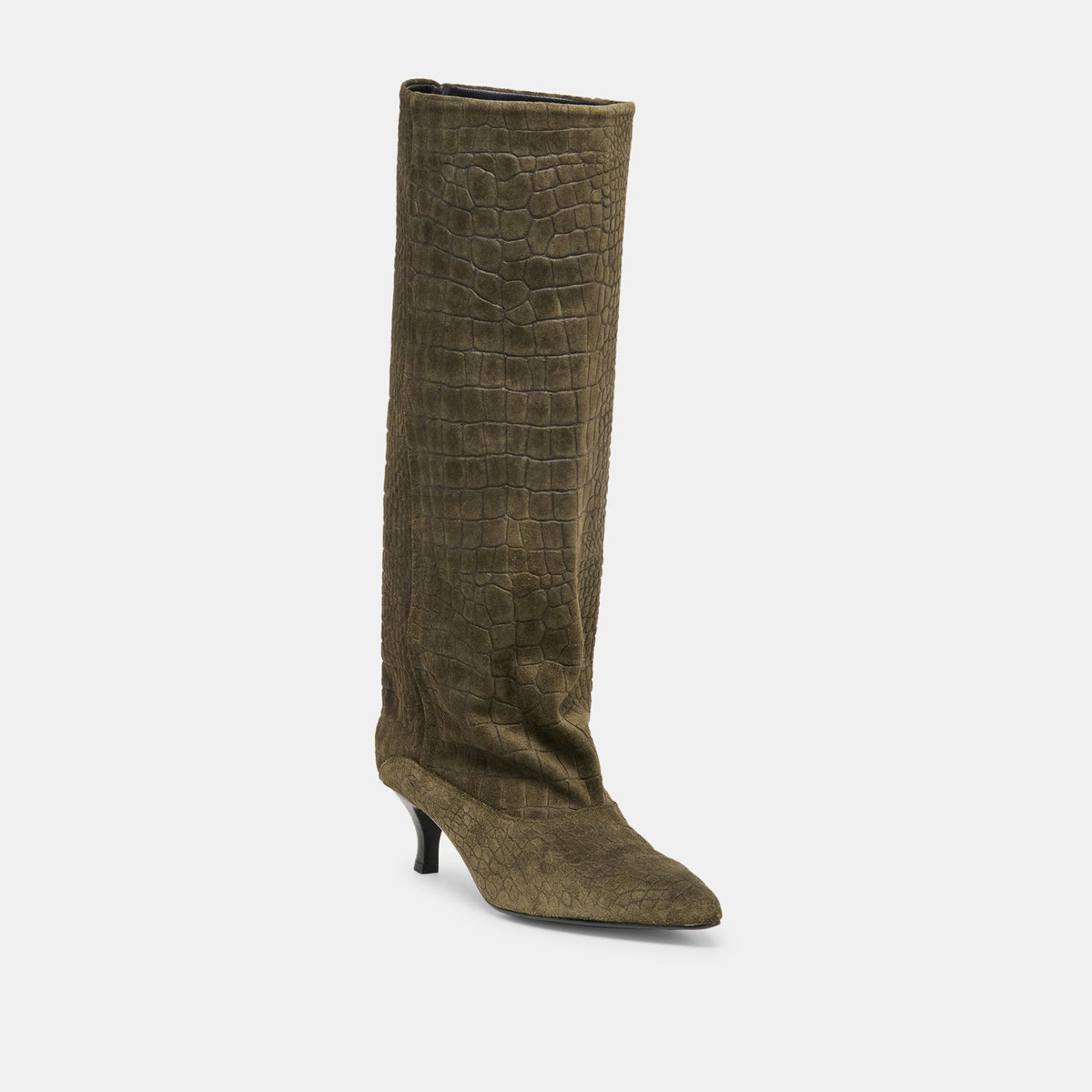 Dolce Vita SHOES Roxla Olive Croco Embossed Leather Boots