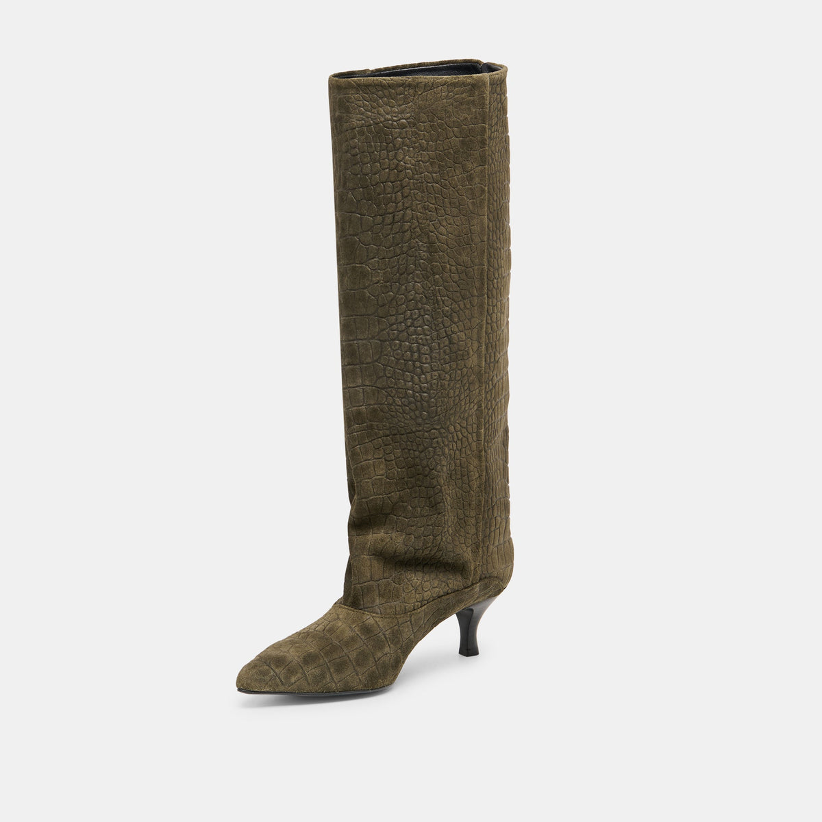 Dolce Vita SHOES Roxla Olive Croco Embossed Leather Boots