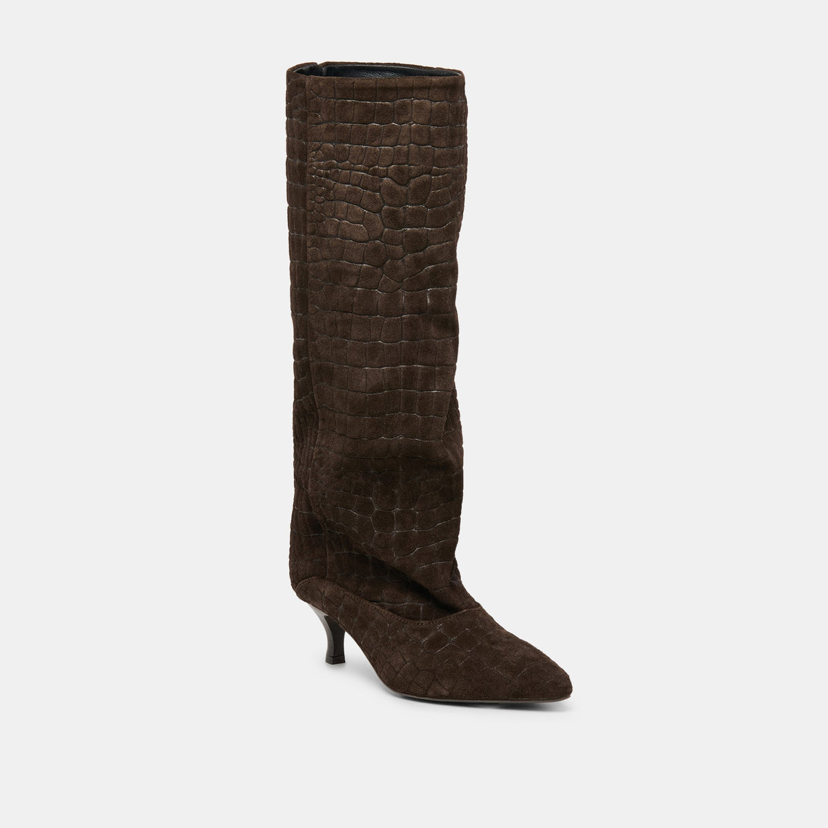 Dolce Vita SHOES Roxla Dk Chocolate Croco Embossed Leather Boots
