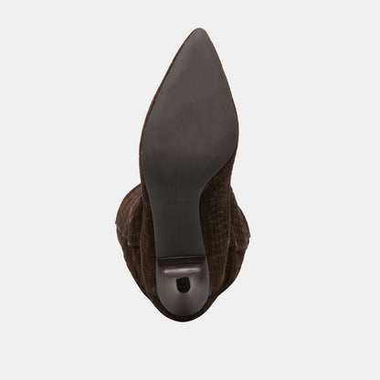 Dolce Vita SHOES Roxla Dk Chocolate Croco Embossed Leather Boots