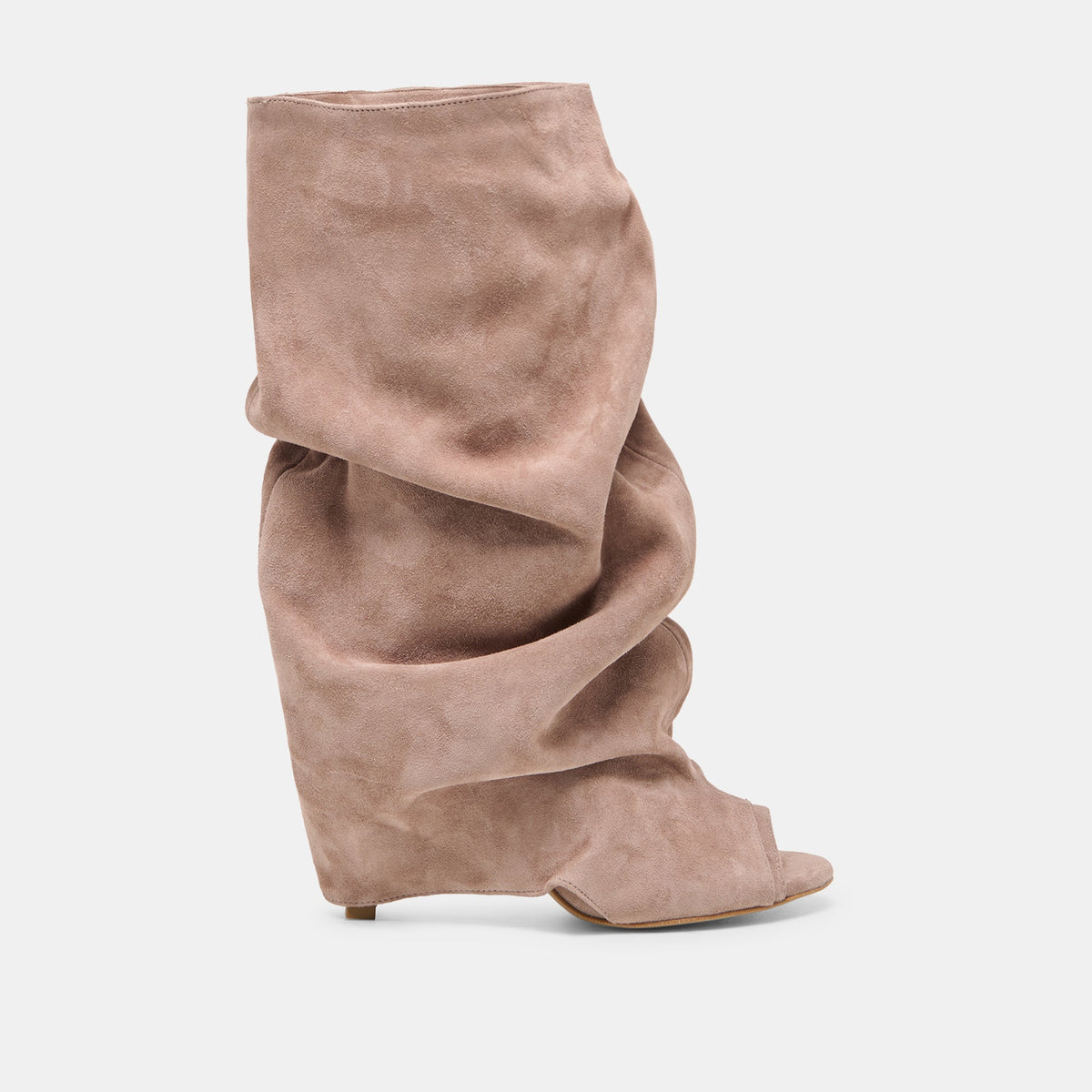 Dolce Vita SHOES CLYFF Taupe Suede Slouch Foldover Open-Toe Boots