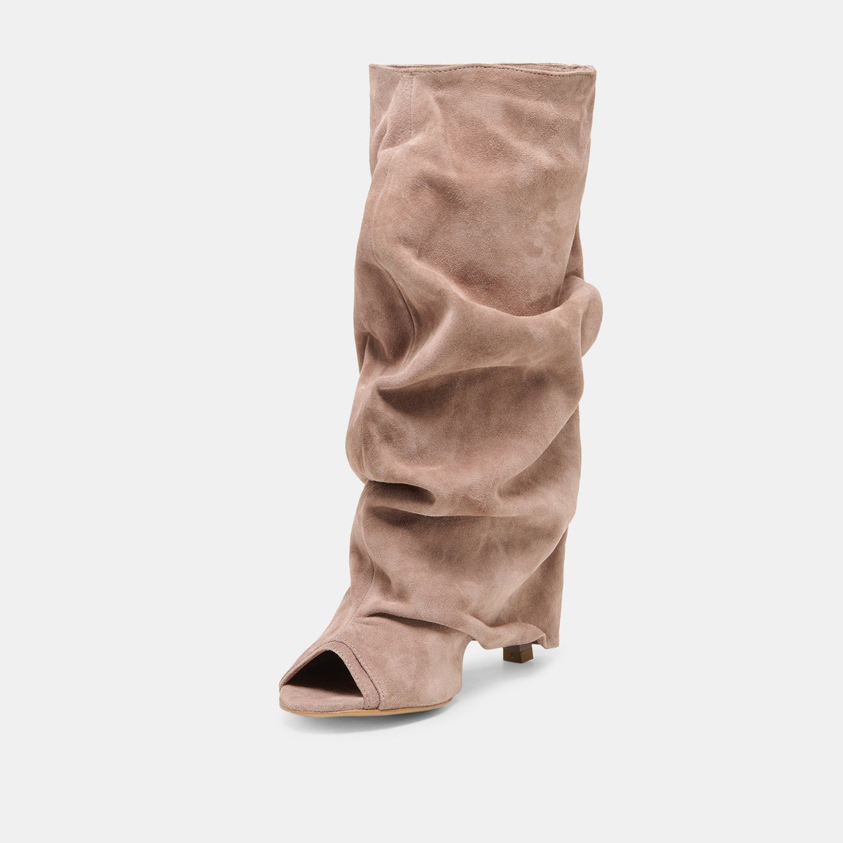 Dolce Vita SHOES CLYFF Taupe Suede Slouch Foldover Open-Toe Boots