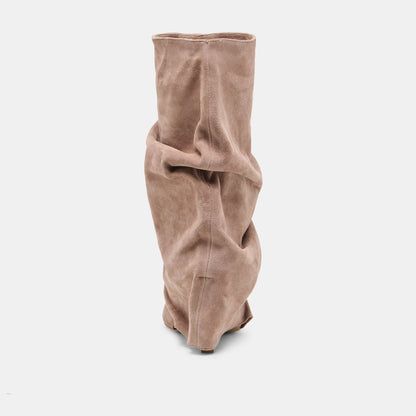 Dolce Vita SHOES CLYFF Taupe Suede Slouch Foldover Open-Toe Boots