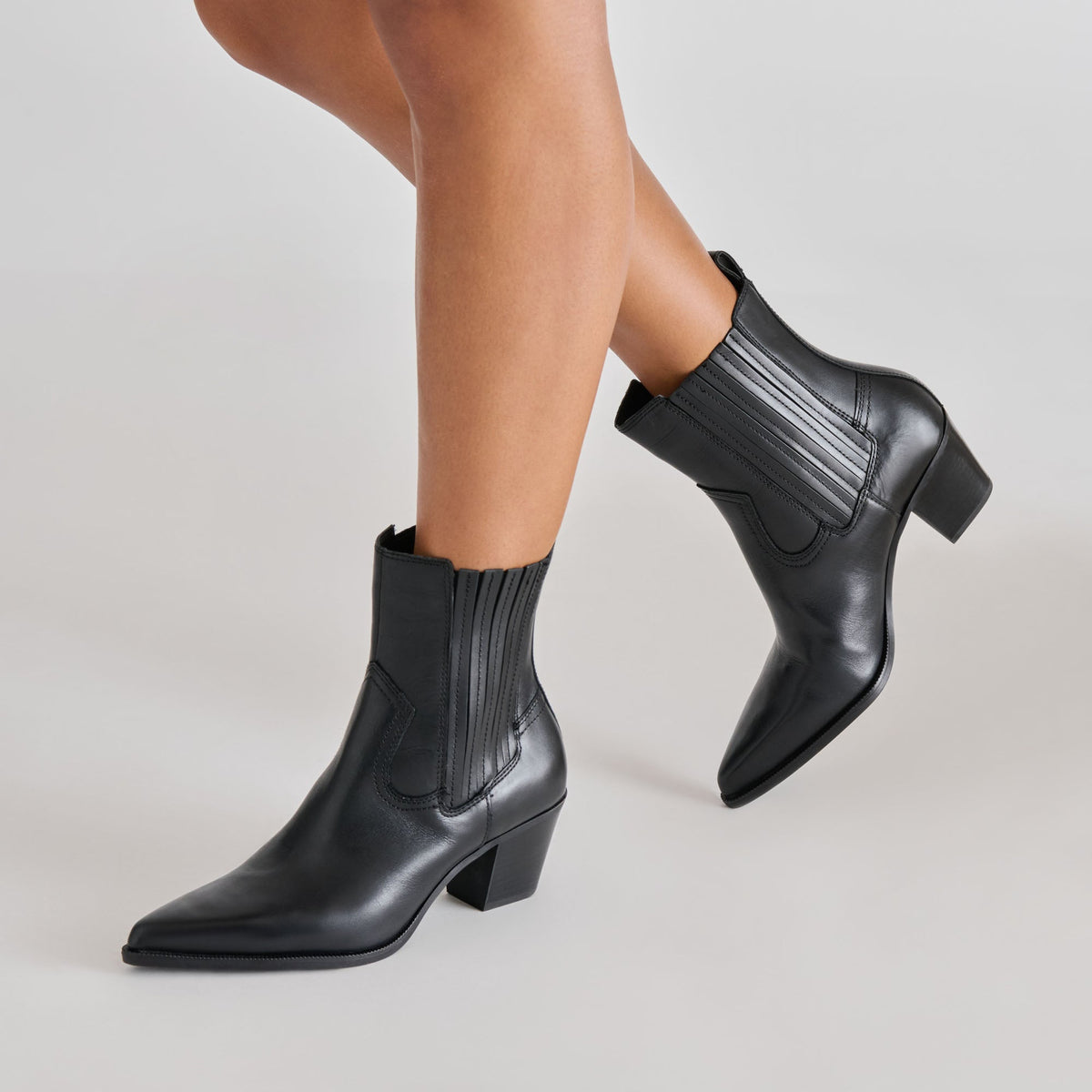 Dolce Vita SHOES Slim Black Leather Booties