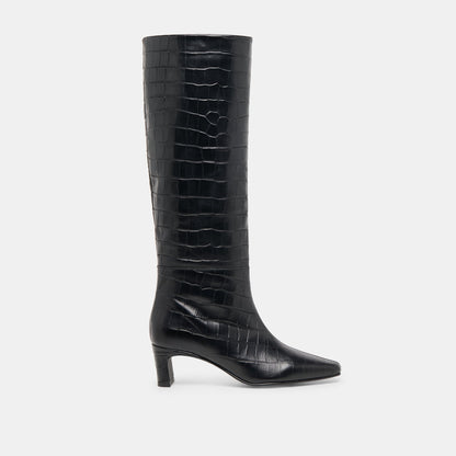 Dolce Vita SHOES Trixi Noir Croco Embossed Leather Boots