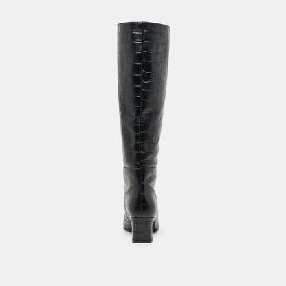 Dolce Vita SHOES Trixi Noir Croco Embossed Leather Boots
